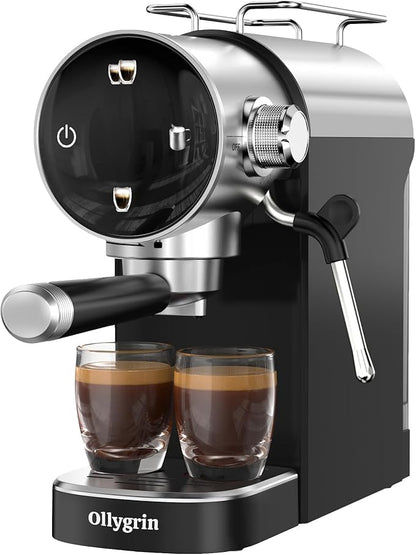 Espresso Machine,15 Bar Semi-Automatic Espresso Maker with Milk Frother,Touch Screen Black Stainless Steel Coffee Machine with 40oz Removable Water Tank,Cappuccino,Latte,Americano for Home