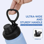 Load image into Gallery viewer, DOMICARE 16 oz Kids Water Bottle for School Stainless Steel Double Wall Vacuum Insulated Water Bottle with Straw lids &amp; Spout Lid, Leakproof BPA Free (Light Blue,8)