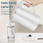 Load image into Gallery viewer, 1.7L Electric Kettle Quiet, Double Wall Hot Water Boiler BPA-Free, Quiet Boil and Cool Touch Tea Kettle, Cordless with Auto Shut-Off &amp; Boil Dry Protection, 1500W Fast Boiling, White
