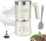 Load image into Gallery viewer, Huogary 5-in-1 Detachable Milk Frother Electric Milk Frother and Steamer Automatic Milk Foamer Frother Hot and Cold Foam Hot Chocolate Maker with Dishwasher Safe (Beige)
