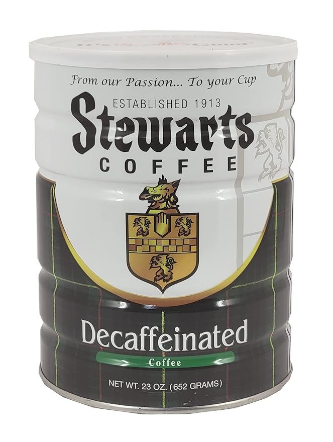 Stewarts - Medium Roast Decaffeinated Coffee - Smooth & Flavorful Ground Decaf Coffee - Vacuum Sealed Bag - Decaf Blend for Rich Taste & Aroma - Ideal for Daily Brewing & Enjoyment (23oz, Pack of 6)