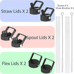 Load image into Gallery viewer, BJPKPK 2 Pack Insulated Water Bottles with Straw Lids, 27oz Stainless Steel Metal Water Bottle with 6 Lids, Leak Proof BPA Free Jugs, Cups, Flasks for Travel, Sports (Blossom+Ocean)