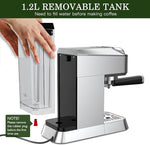 Load image into Gallery viewer, Espresso Machine 20 Bar - Stainless Steel Silver Coffee Maker for Home &amp; Office, Compact with Fast Heating, High-Pressure &amp; Removable Water Tank for Coffee Lovers