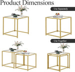Load image into Gallery viewer, VILAWLENCE Coffee Table Set of 2, Modern Gold Patterned Glass Side Table, Metal Frame Square End Table, Center Tables Nesting Coffee Table for Living Room,Bedroom and Small Spaces