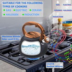 Load image into Gallery viewer, Tea Kettle Stovetop, 3.2 Qt Stainless Steel Whistling Kettle for Stove Top, Food Grade Teapot with Wood Pattern Handle for Coffee, Milk etc, Gas Electric Applicable (Black)