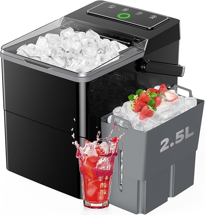 Countertop Ice Maker, Compact Ice Maker with Larger 2.5L Expanding Ice Basket & 1.8L Water Tank, Smart Touch Control, 9 ICES in 6 Mins, Self-Cleaning, for Home/Party/Office/RV