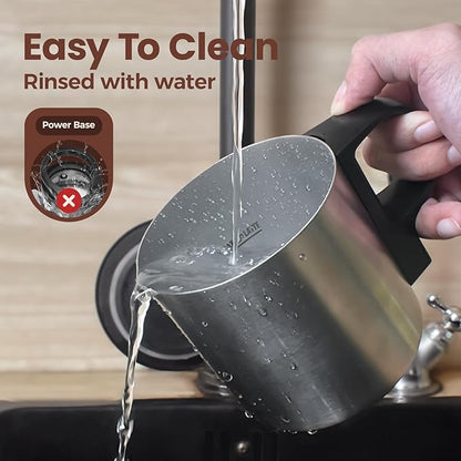 Milk Frother - Electric Steamer, 4-in-1 Automatic Warm and Cold Cappuccino Foam Maker, 12.5oz Milk Warmer for Latte, Macchiato, Stainless Steel