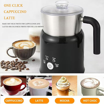 4 in 1 Electric Milk Frother, One-Touch Switch Operation, Automatic Detachable Hot & Cold Frother and Steamer, 700ML Coffee Frother for Cappuccino, Latte, Mocha, Hot Chocolate
