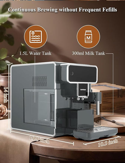 Fully Automatic Coffee Maker with Built-in 3-Level Grinder Expresso/Cappuccino/Latte/Americano Coffee Machines with Self-Cleaning Function 12 Cup Coffee Machine for Home/Office