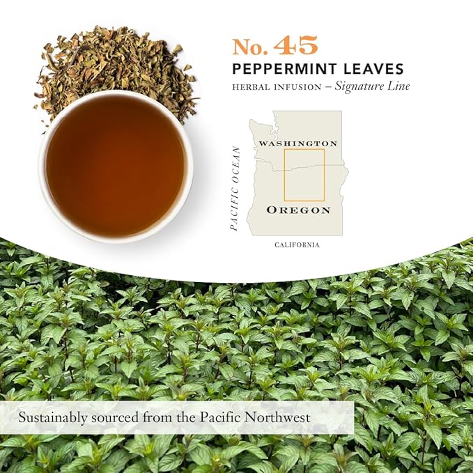 Steven Smith Teamaker Peppermint Leaves No. 45, Herbal Tea, Caffeine-Free, Sugar-Free, Sustainably Grown, Tea Bags, 15 Sachets, 0.78oz each