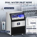 Load image into Gallery viewer, Commercial Ice Maker Machine 300LBS/24H with 75LBS Storage Bin, Stainless Steel Undercounter/Freestanding Ice Maker Machine for Home Bar Outdoor, 108PCS Ice Cubes Ice Machine, Self Cleaning