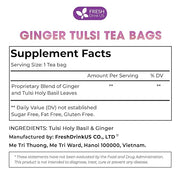 FreshDrinkUS, Premium 75 Ginger Tulsi Tea Bags, 100% Natural, Hand-made Blend of Ginger and Tulsi Holy Basil Leaves, Eco-conscious Tea Bags. Herbal Tea. No Sugar, No Caffeine, Vegan.