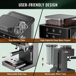 Load image into Gallery viewer, TENKER Espresso Machine with Grinder, 20 Bar Coffee Machine with Milk Frother for Home, All-in-One Stainless Steel Coffee Maker to Make Latte, Cappuccino, Hot or Cold Brew Iced Coffee, Americano