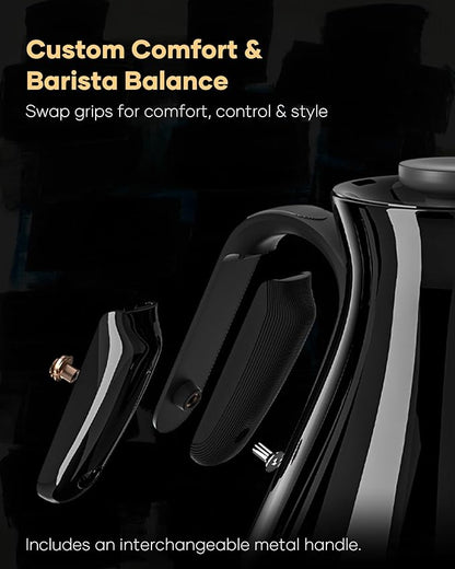 Cocinare FLOW M6 Pro Electric Gooseneck Kettle, ±0.5℉ Temperature Control for Pour-over Coffee & Tea, Stainless Steel Interior, Quick Heating for Boiling Water (Soulages Black)