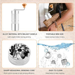 Load image into Gallery viewer, M6 Manual Coffee Grinder,Conical Hexagonal Burr &amp; Double Bearings for Smooth Grinding,Portable Mini Hand Coffee Grinder for Espresso Pour Over French Press at Home or Camping Travling