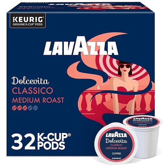 Lavazza Dolcevita Classico, Single-Serve Keurig K-Cup Pods, Medium Roast Coffee, 32-Count Box