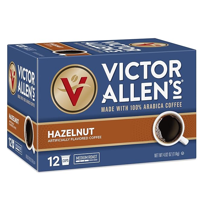 Victor Allen's Coffee Hazelnut Flavored, Medium Roast, 2 Pack - 12 Count, Single Serve Coffee Pods for Keurig K-Cup Brewers