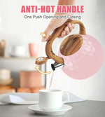 Load image into Gallery viewer, Whistling Tea Kettle,3.2Qt Stainless Steel Stove Kettle, Food Grade Teapot with Wood Pattern Handle for Coffee, Milk etc, Gas Electric Applicable (Pink)
