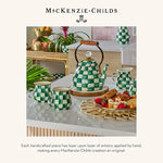 Load image into Gallery viewer, MACKENZIE-CHILDS Enamel Tea Kettle, Stylish Tea Kettle for Stovetop, Green-and-White Emerald Check, 2 Quarts