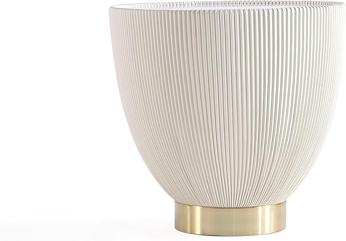 Manhattan Comfort Modern Anderson Coffee Table, 1.0 & 2.0 End Table, Upholstered in Cream Leatherette with Ceramic Faux Tabletop and Gold Metal Tabletop- Set of 3