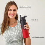 Load image into Gallery viewer, mininoo 24 oz Insulated Water Bottle with Straw Lid, Stainless Steel Double Wall Vacuum, Leak Proof, BPA Free, Keep Cold for 24H &amp; Hot for 12H(Ice Coke)