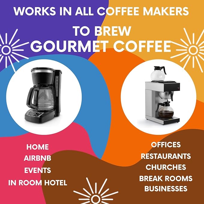 Ground Coffee | Gift Set Sampler Pack Variety Medium, Dark, & Flavored Roast Low Acid Mold Free Pouches | Gourmet Bulk Packets | Highest Rated Individual Premeasured Powder Bags for 12 Cup Drip Maker