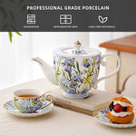 Load image into Gallery viewer, Flower Ceramic Teapot，28.7oz Blue Flower Teapot for Tea Party, Women's Gathering, Family Gathering (Blue)