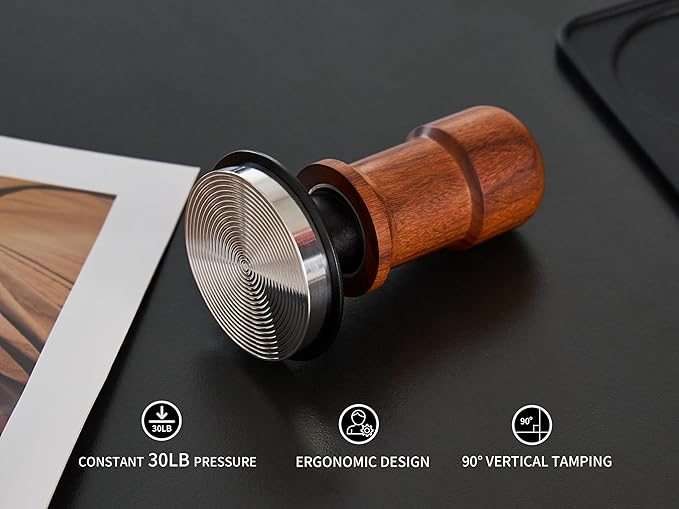 53.3mm Espresso Tamper,Premium Barista Coffee Tamper with Constant 30lb Calibrated Spring Loaded,Stainless Steel Base and Mahogany Hand,Fits for All 53mm54mm Portafilters,Espresso Accessories