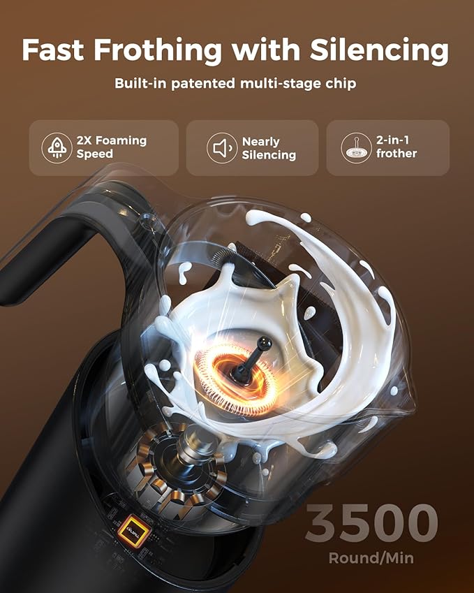 Milk Frother and Steamer, 8-in-1 Electric Milk Frother for Coffee, 13.5oz/400mL Large Capacity Automatic Warm and Cold Foam Maker, Hot Chocolate Maker Coffee Frother, Black