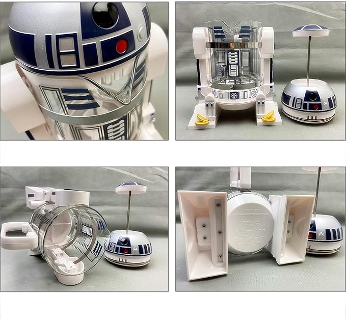 TEENKON French Press Insulated 304 Stainless Steel Coffee Maker, 32 Oz Robot R2D2 Hand Home Coffee Presser, with Filter Screen for Brew Coffee and Tea (White)