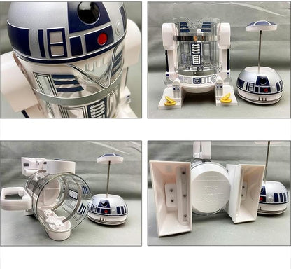 TEENKON French Press Insulated 304 Stainless Steel Coffee Maker, 32 Oz Robot R2D2 Hand Home Coffee Presser, with Filter Screen for Brew Coffee and Tea (White)