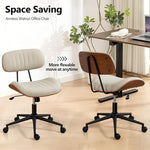 Load image into Gallery viewer, Home Office Chair with Wheels, Adjustable Height Desk Chair Leather Swivel Computer Chair, Armless Modern Walnut Chair for Office, Meeting Room, White