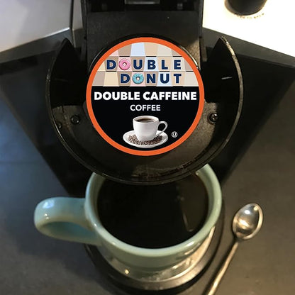 Double Donut High Caffeine Coffee Pods, Extra Strong Double Caffeine Coffee Cups for Keurig K Cup Brewer Machines Single Serve Dark Roast Coffee, 80 Count