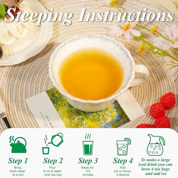 WT WEETEE Passionfruit Raspberry Green Tea, 100 Count Passion Fruit Raspberry Flavored Green Teabags, No Bitter Green Tea Bags, No Add Sweeter