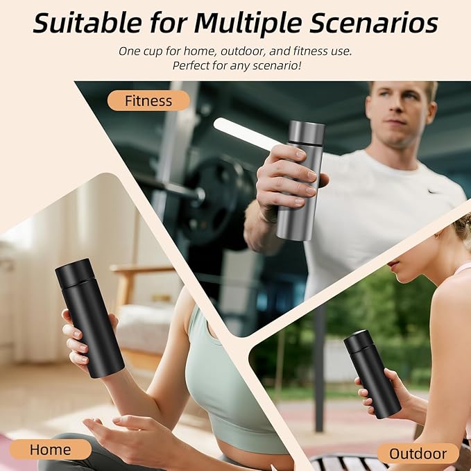 5 oz Mini Water Bottle Cute Water Bottle - Insulated Stainless Steel Bottle - Keeps Cold for 12 hours, Hot for 6 hours - Black