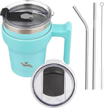 Load image into Gallery viewer, 10 oz Tumbler with Handle and 2 Straw 2 Lid, Insulated Water Bottle Stainless Steel Vacuum Cup Reusable Travel Mug,Turquoise