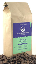 Load image into Gallery viewer, River Moon Coffee, Kona Coffee Whole Bean, Medium Roast, 16 Ounce, Kona Waves Hawaiian Blend, Sustainably Farmed, 100% Arabica