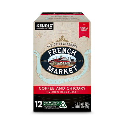 French Market Coffee & Chicory Medium-Dark Roast Single Serve Coffee Pods, 12ct Box (Pack of 4)