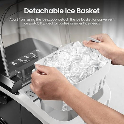 Kismile Ice Makers Countertop with Carry Handle,8 Cubes in 6 Mins,26Lbs/Day,2 Size of Bullet Ice,Portable Ice Maker Machine with Self-Cleaning for Home/Office(Black)