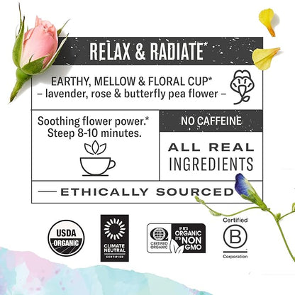 Numi Organic Tea Damiana Relax, 48 Herbal Tea Bags for Calm and Relaxation