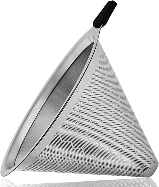 Pour Over Coffee Filter Compatible with Chemex 6/8/10 Cups & Hario V60 02 03, Reusable Stainless Steel Metal Cone Slow Drip Coffee Filter, Coffees Pour Over Dripper Filters