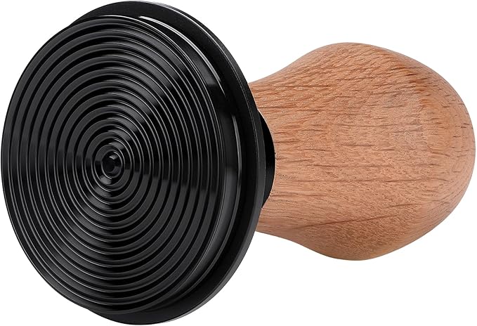 Normcore 58.5mm Coffee Tamper V4 - Coffee Tamper With Titanium PVD Coating Ripple Base -15lb / 25lb / 30lbs Replacement Springs, Spring Loaded Tamper With Genuine Oak Wood Handle