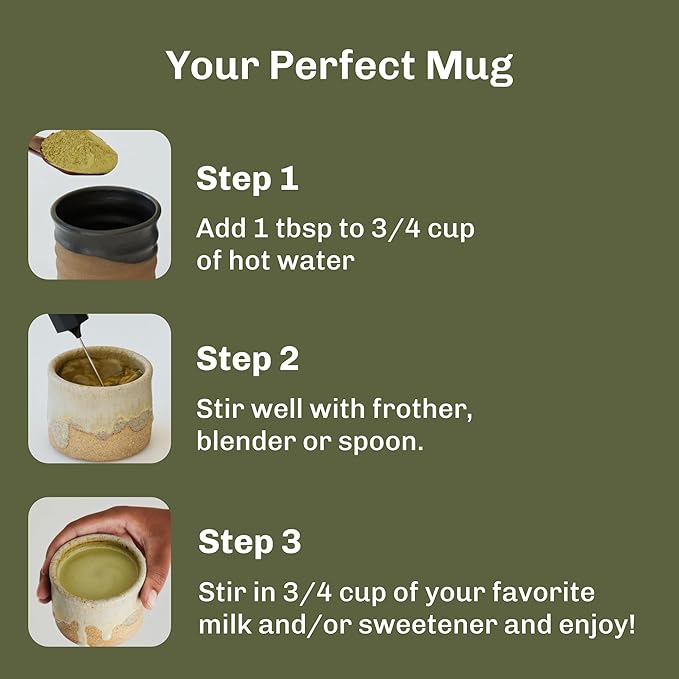 MUDWTR Mushroom Matcha Powder | 3,000mg of Adaptogenic Mushrooms | Japanese Matcha Powder Blend | USDA Organic | Energy, Focus & Immunity Support | Lion's Mane, Chaga, Reishi, Cordyceps | 30 Servings