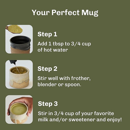 MUDWTR Mushroom Matcha Powder | 3,000mg of Adaptogenic Mushrooms | Japanese Matcha Powder Blend | USDA Organic | Energy, Focus & Immunity Support | Lion's Mane, Chaga, Reishi, Cordyceps | 30 Servings