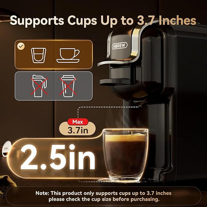HiBREW H2B 5-in-1 Pods Coffee Maker, 19 Bar Espresso Machine for Pods, for Kcup*/Nes*/DG*/Espresso Powder, Makes iced coffee (Black), small size