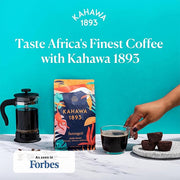 Kahawa 1893 Ground Coffee Dark Roast Serengeti Blend 12 Oz - As Seen on Shark Tank, Low Acid, High Antioxidants, Naturally Sweet, Organically Grown, Ethically & Sustainably Sourced