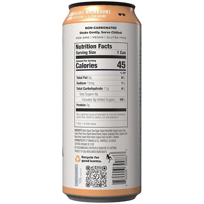 Daytrip Organic Yerba Mate Energy Drink- Clean, Plant Based Caffeine (200mg) with Adaptogenic Mushrooms and Green Tea for Focus and Brain Fog - Low Calorie, Low Sugar (12 Pack Case)