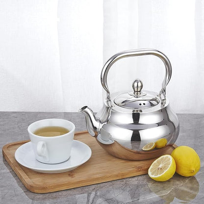 SANQIAHOME Stainless Steel Teapot With Removeable Infuser 71 oz (2000ml) Thickened Mirror Polished Stovetop Tea Maker for Herbal and Infusion