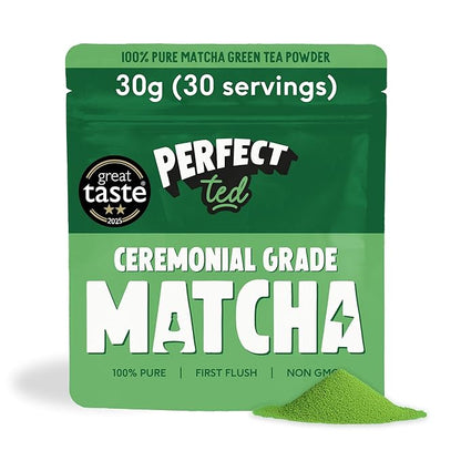 Perfect Ted Powder | Organic Matcha 30g | Organic Ceremonial Grade Matcha | Japanese Matcha Tea Powder | Matcha Fuel | (30 Servings)