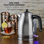 Load image into Gallery viewer, OVENTE 1.7L Electric Kettle, 1500W Fast Boiling Water Heater for Coffee or Tea with Stainless Steel BPA-Free and Cordless Body, Auto Shut-Off, Boil-Dry Protection and Removable Filter, Silver KS777S